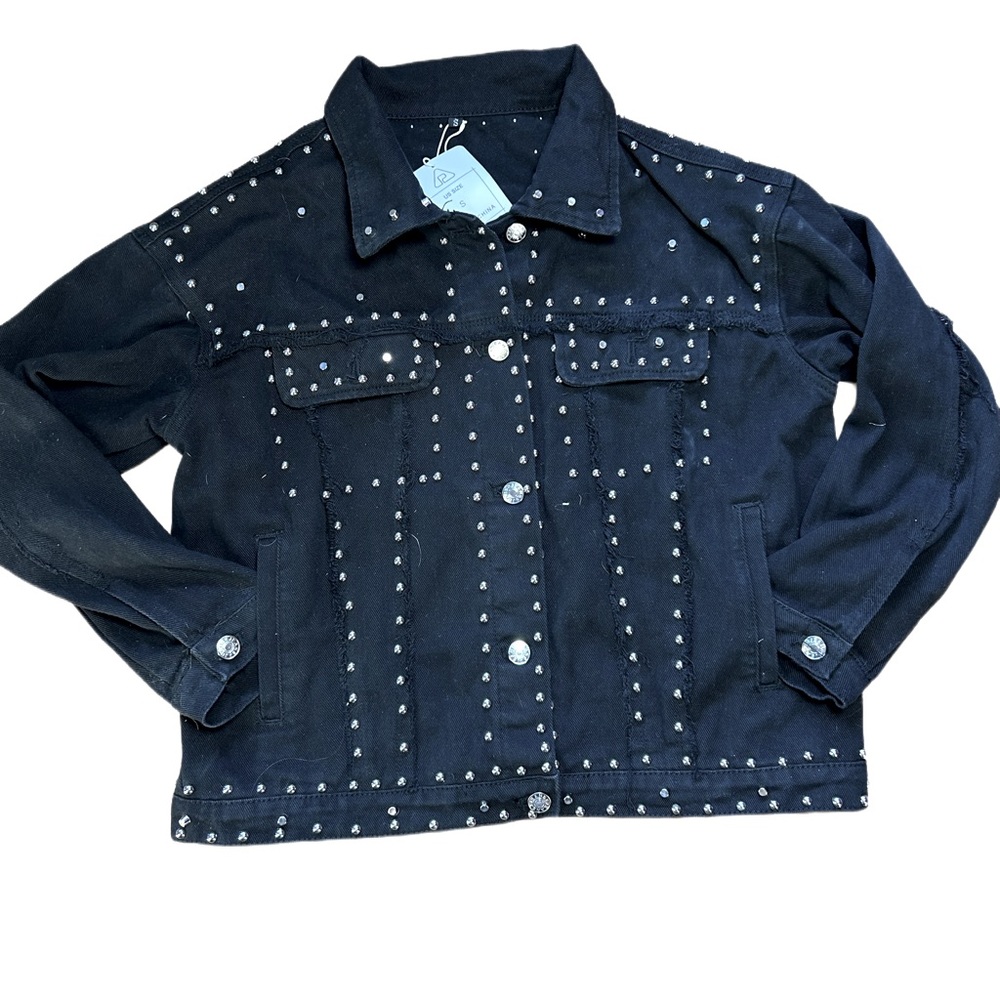 Studded black denim jacket
